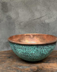 Dark Green Copper Sink – Hammered Bathroom Vessel