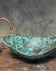 Handmade Hammered Copper Sink with Turquoise Patina