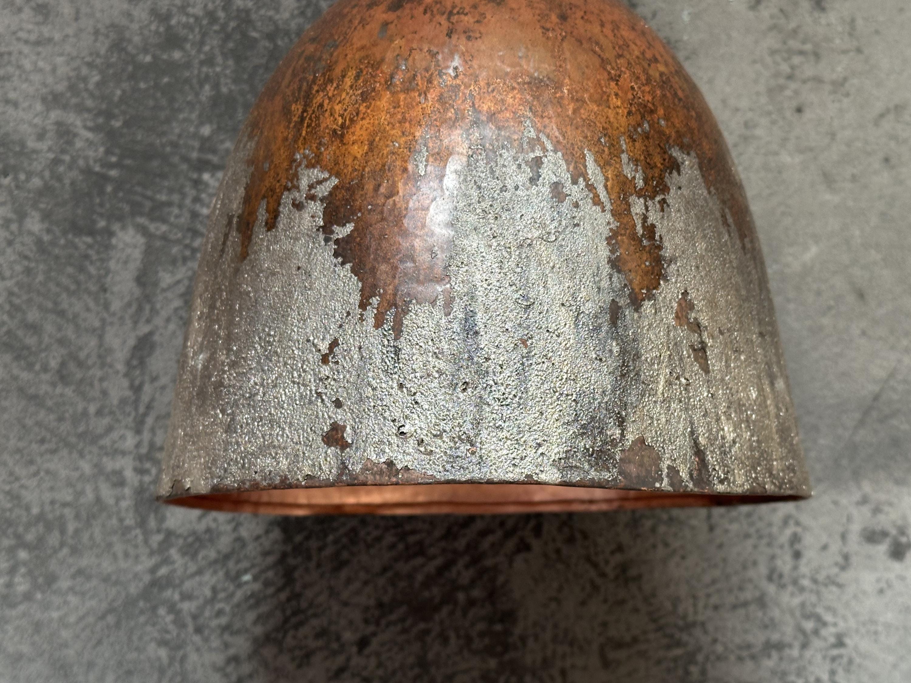 Rustic Pendant lighting Island Kitchen, Vintage Copper Light Fixture . White Patina Handmade Copper Ceiling light