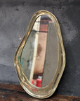 Brass Curved Bathroom Mirror, Organic Unlacquered Style