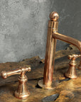 Copper Victorian Bathroom Faucet, Copper Widespread Bathroom Sink Faucet, Deck Mounted Sink Faucet