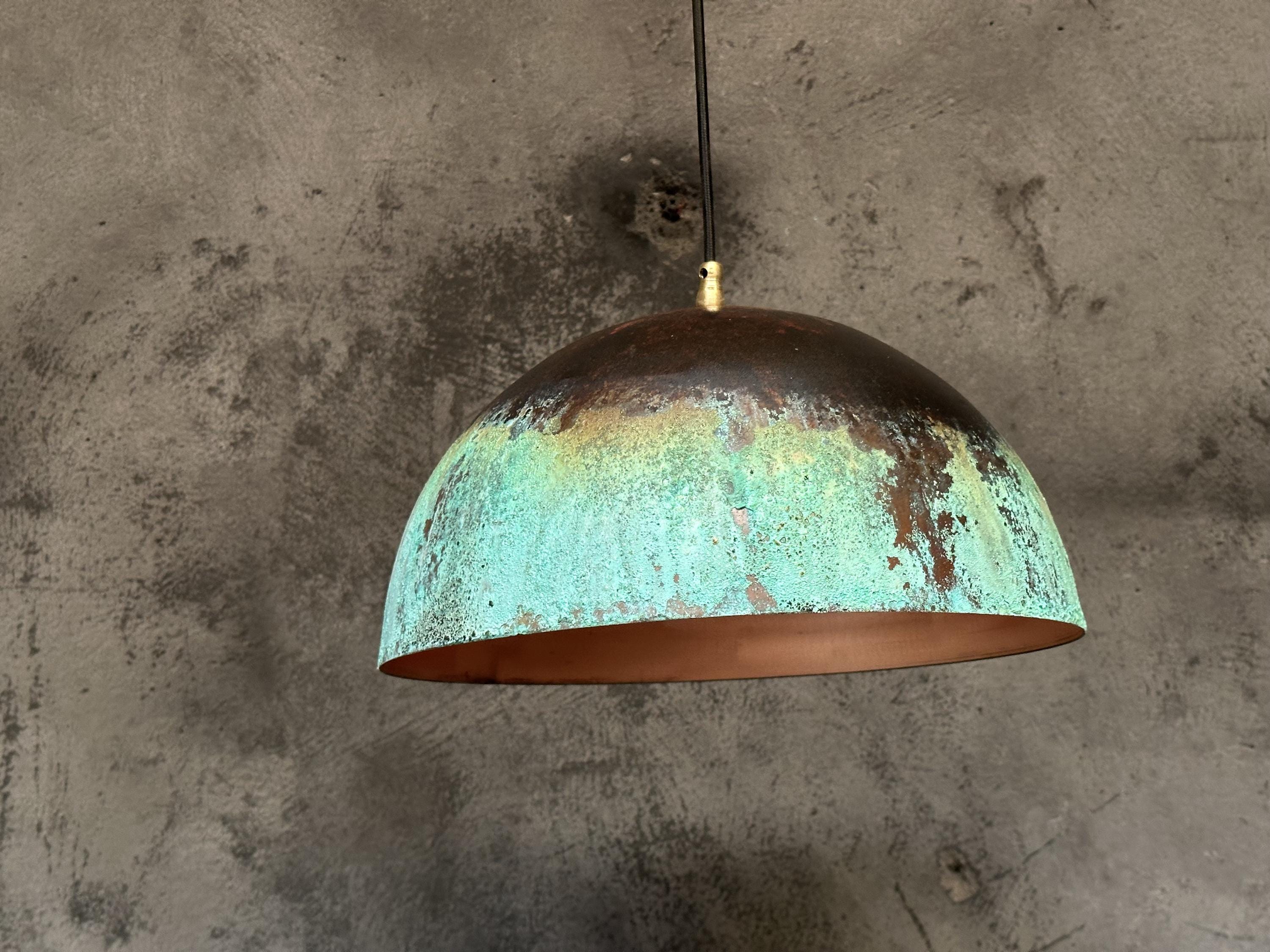 Patina Copper Pendant Light – Rustic Industrial Dome