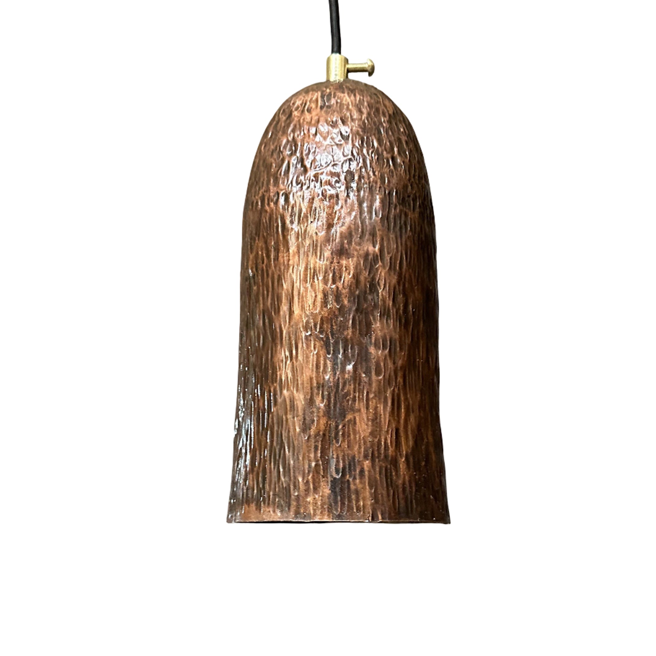 Aged Copper Pendant Light – Hammered Farmhouse Fixture