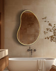 Organic Shaped Bathroom Brass Mirror