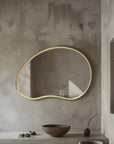 asymmetrical Wall Mirror - Organic Shaped Brass Bathroom Mirror