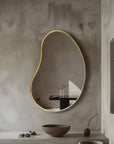 Organic Shaped Bathroom Brass Mirror