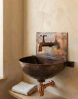Copper Wall Mounted Sink Bathroom, Rustic Vessel Copper Sink Bathroom