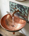 Oxized Copper Wall Hung Sink Bathroom With BackPlate
