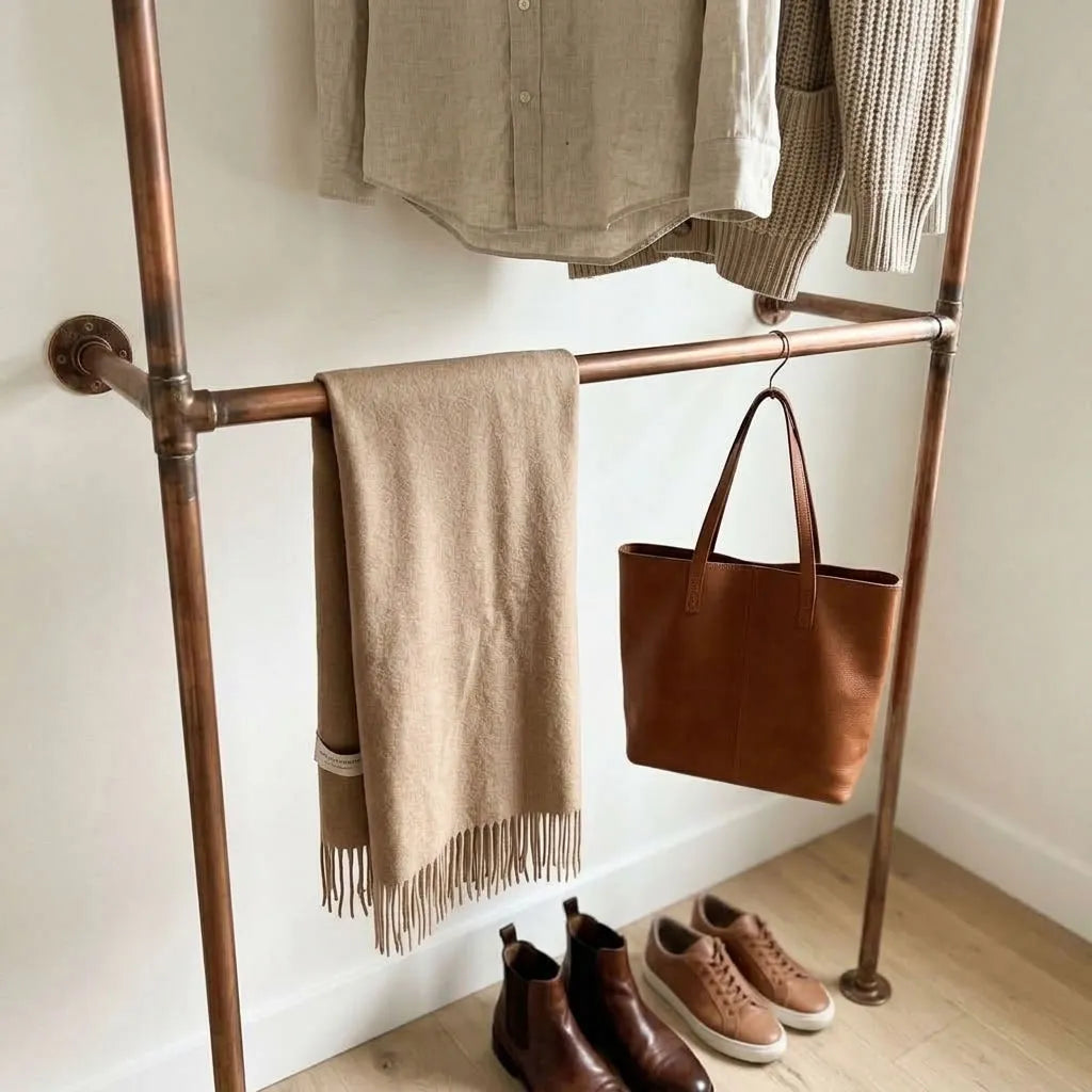 Oxidized Copper wall-mounted copper closet rod – Wall-Mounted Copper Closet Rod – Holder 2