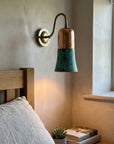 Pair of Verdigris Copper Cylinder Wall Sconces