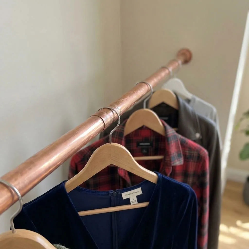Aged Copper wall-mounted copper closet rod – Wall-Mounted Copper Closet Rod – Holder 8