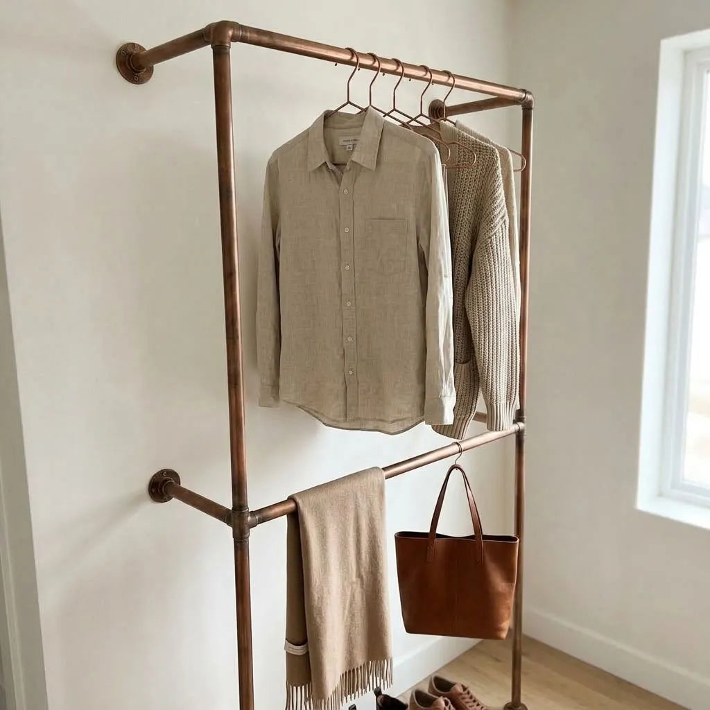 Aged Copper wall-mounted copper closet rod – Wall-Mounted Copper Closet Rod – Holder 2