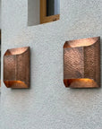 Pair of Hammered Copper Cylinder Wall Sconces