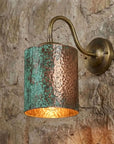 Oxidized Copper Hanging Lantern Wall Sconce