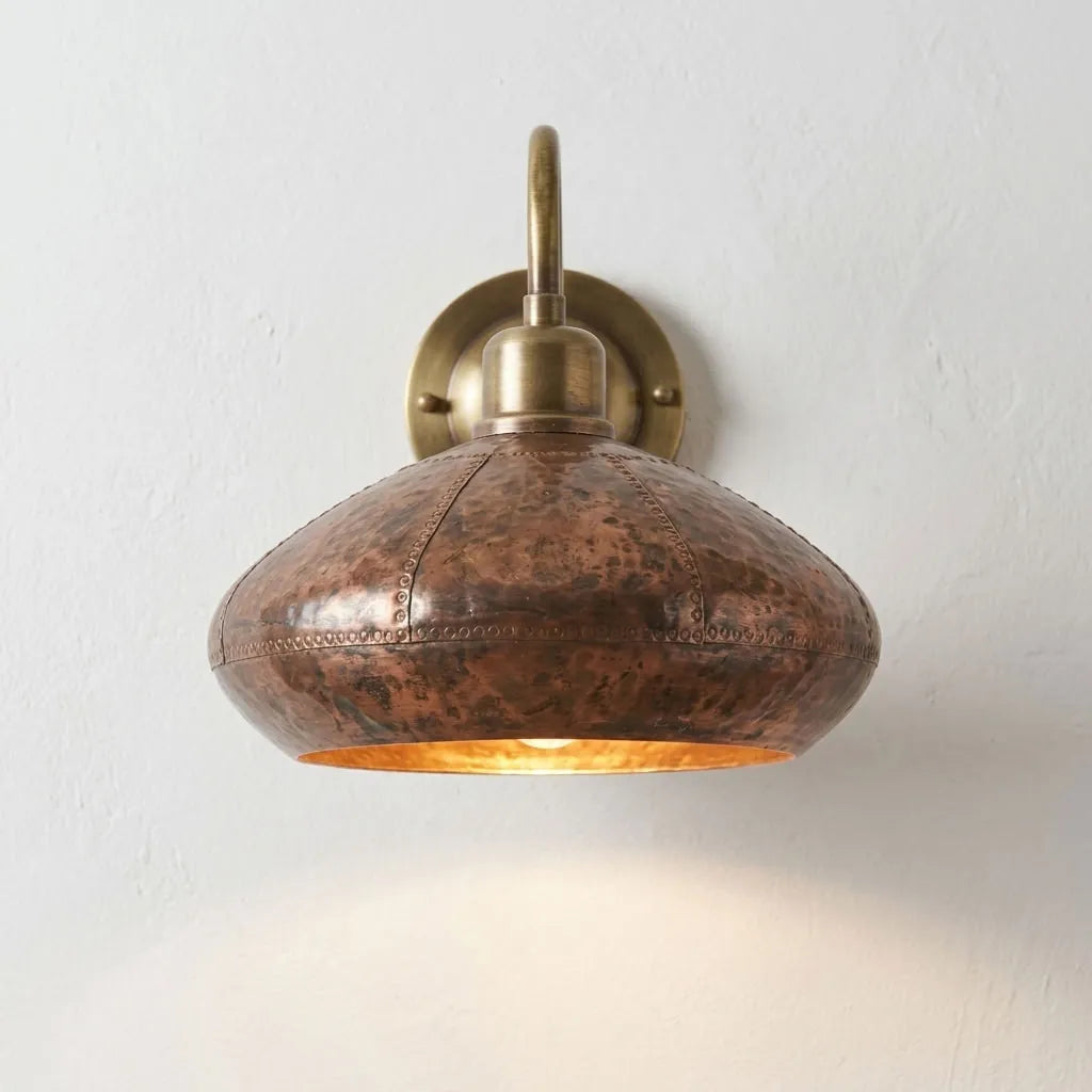 Oxidized Copper Dome Gooseneck Wall Sconce