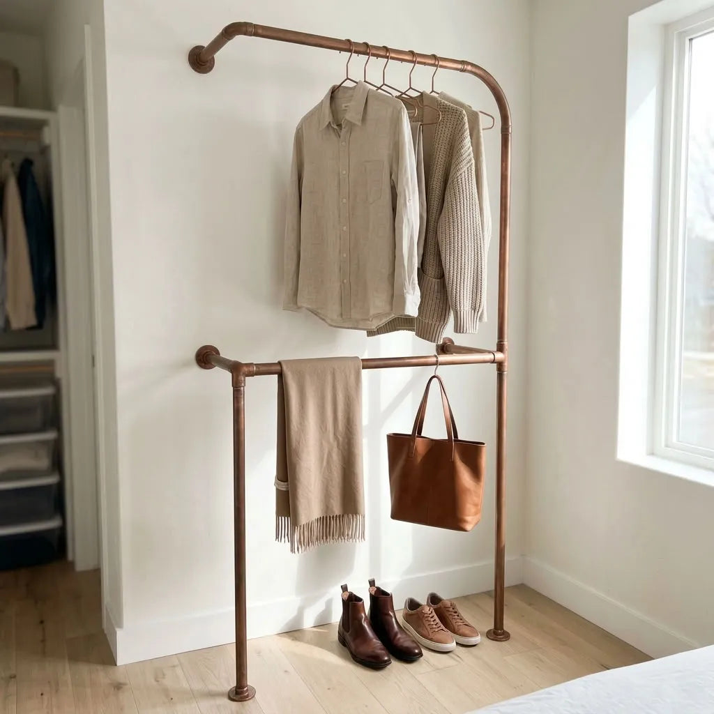 Oxidized Copper wall-mounted copper closet rod – Wall-Mounted Copper Closet Rod – Holder 3
