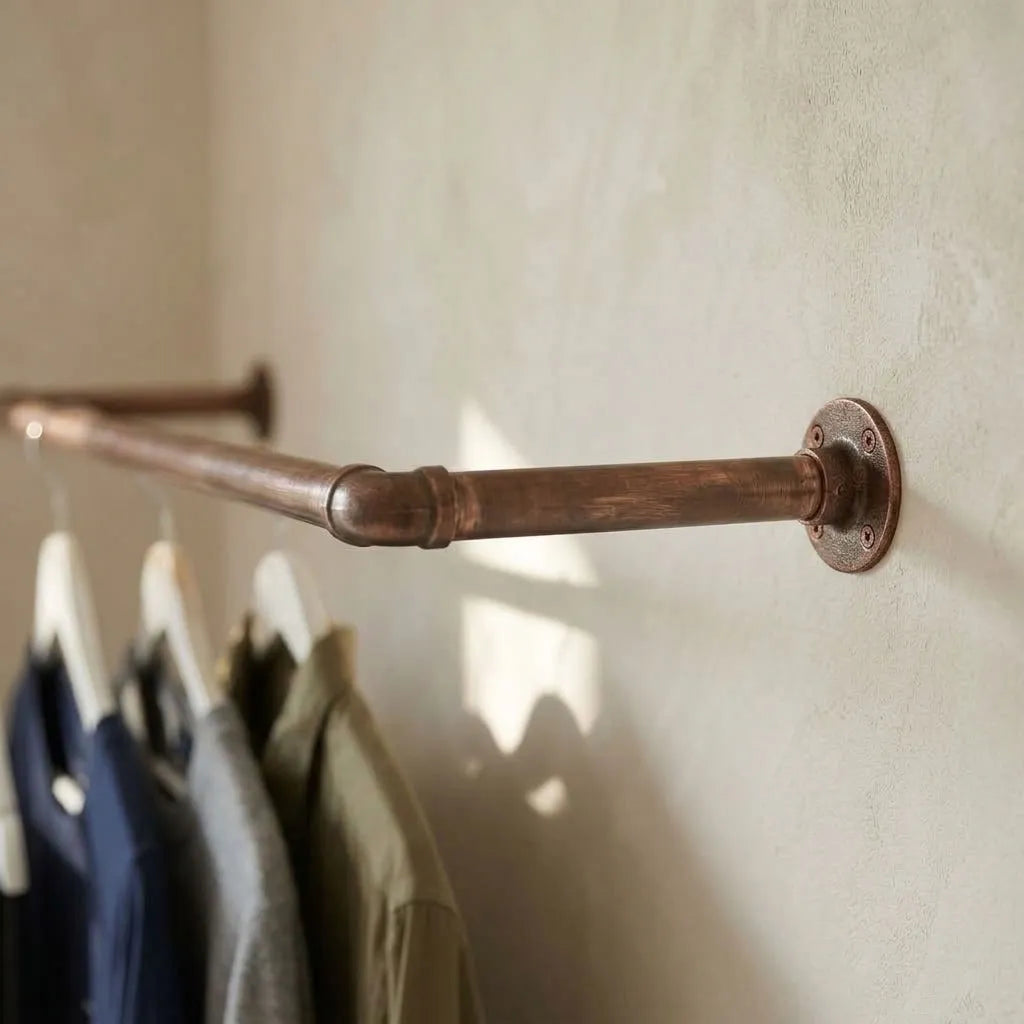 Oxidized Copper wall-mounted copper closet rod – Wall-Mounted Copper Closet Rod – Holder 7