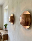 Hammered Copper Double Globe Wall Sconce