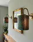 Oxidized Copper Hanging Lantern Wall Sconce