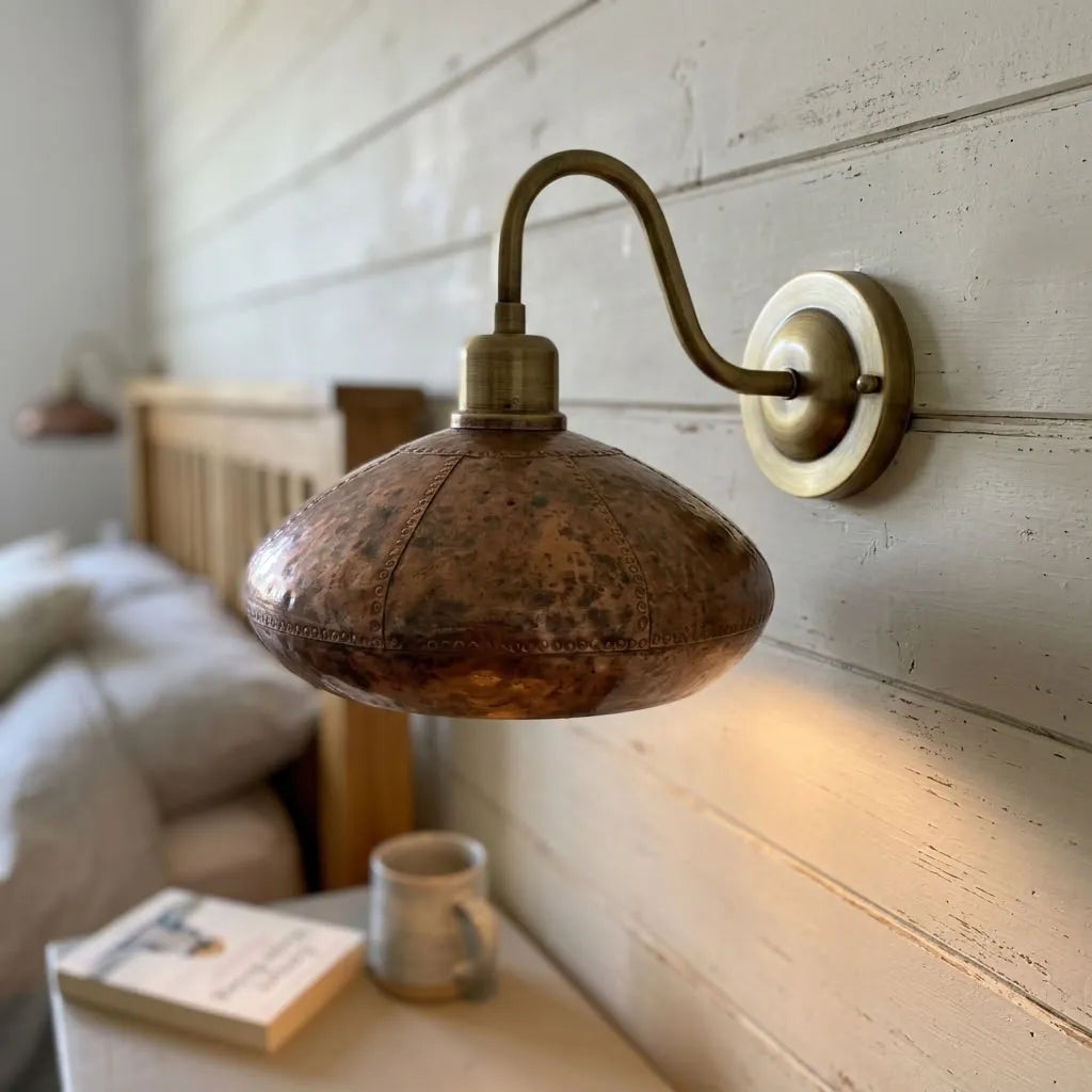 Oxidized Copper Dome Gooseneck Wall Sconce
