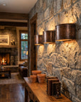 Riveted Hammered Copper Wall Sconce – Rustic Indoor Outdoor Light