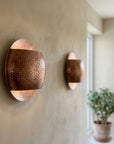 Hammered Copper Double Globe Wall Sconce