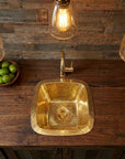 Hammered Unlacquered Brass Square Bar Sink