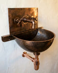 Copper Wall Mount Bathroom Sink 20" with Copper Faucet