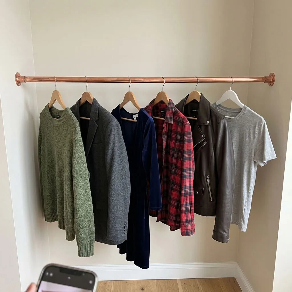 Shiny Copper wall-mounted copper closet rod – Wall-Mounted Copper Closet Rod – Holder 8