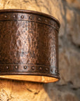 Riveted Hammered Copper Wall Sconce – Rustic Indoor Outdoor Light