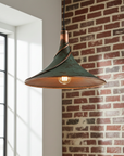 Handmade Oxidized Copper Pendant Light – Patina Dome Ceiling Lamp