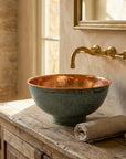Handmade Oxidized Copper vessel sink Bathroom , Rustic Vessel Oxidized Copper Sink