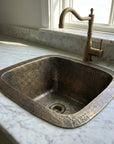 Patina Brass Square Bar Sink, Square Bronze Bar & Kitchen Prep Sink