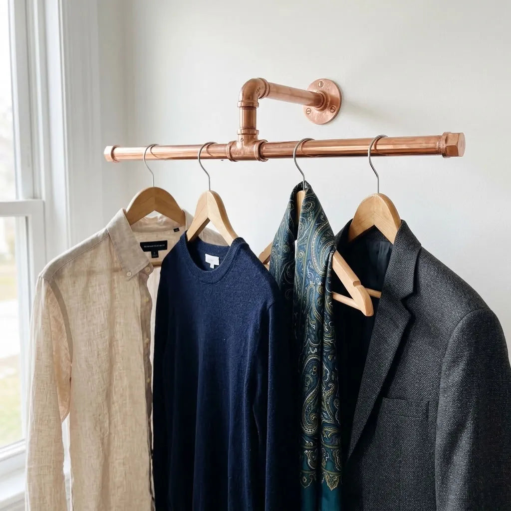 Shiny Copper wall-mounted copper closet rod – Wall-Mounted Copper Closet Rod – Holder 6