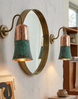 Pair of Verdigris Copper Cylinder Wall Sconces