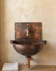 Copper Wall Mounted Sink Bathroom, Rustic Vessel Copper Sink Bathroom