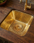 Hammered Unlacquered Brass Square Bar Sink