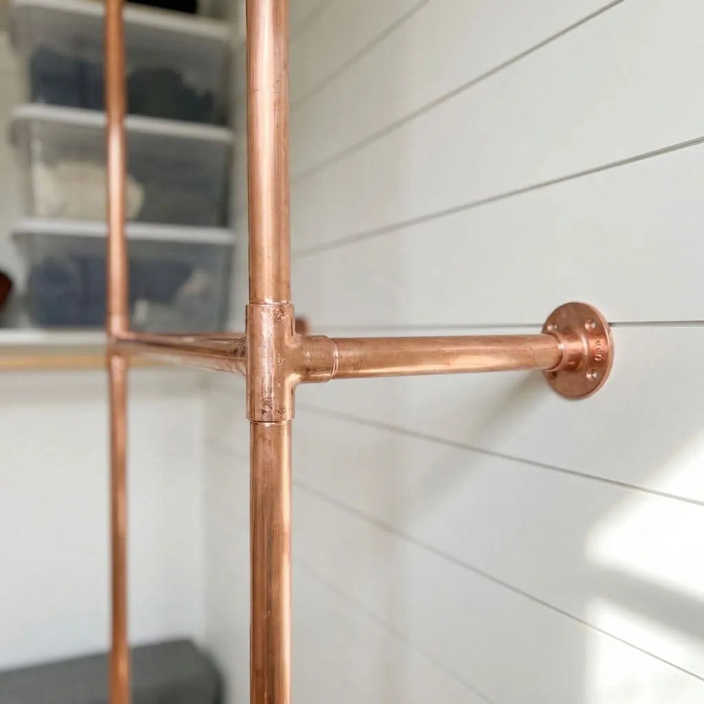Aged Copper wall-mounted copper closet rod – Wall-Mounted Copper Closet Rod – Holder 1