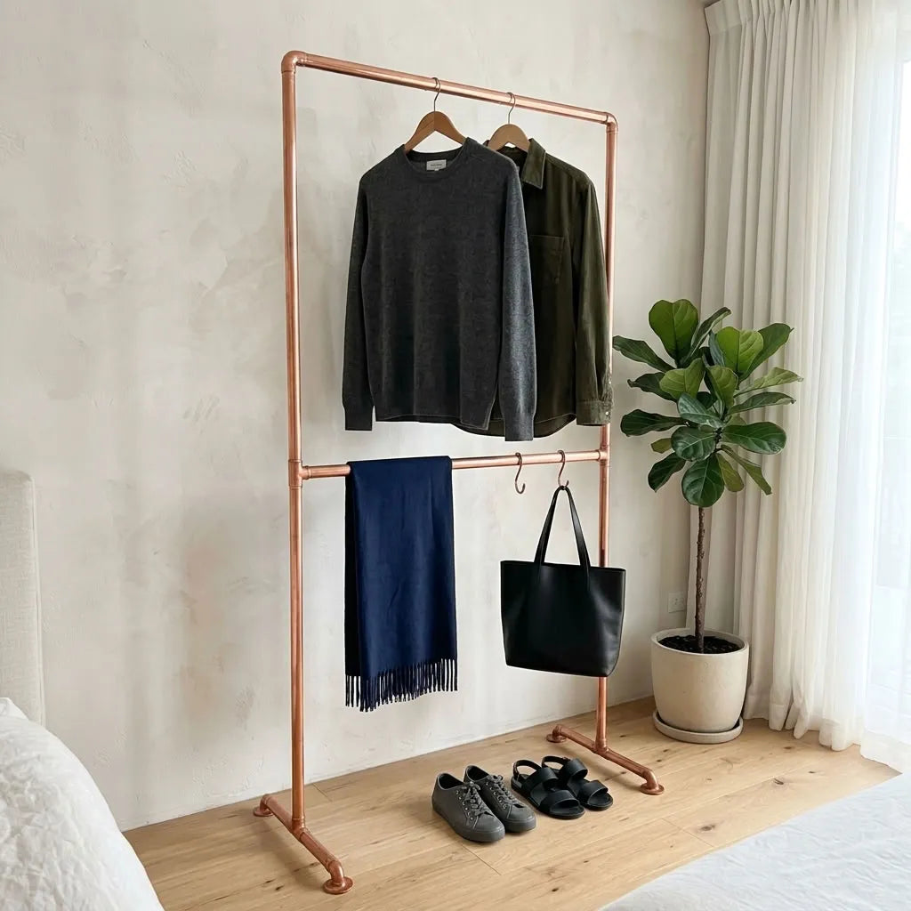 Shiny Copper wall-mounted copper closet rod – Wall-Mounted Copper Closet Rod – Holder 5