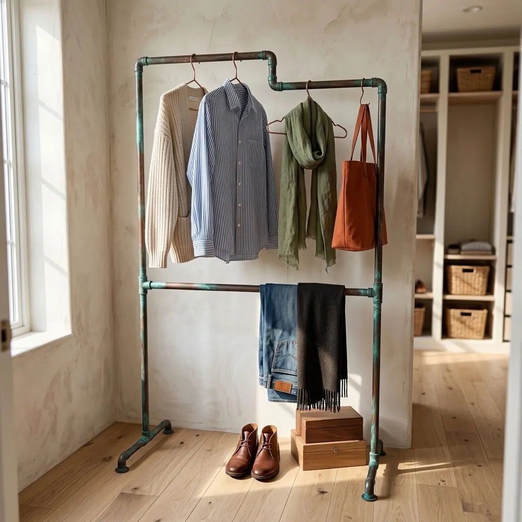 Oxidized Copper wall-mounted copper closet rod – Wall-Mounted Copper Closet Rod – Holder 4