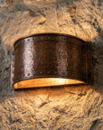 Riveted Hammered Copper Wall Sconce – Rustic Indoor Outdoor Light