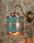 Verdigris Copper Perforated Lantern Wall Sconce