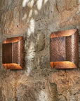 Pair of Hammered Copper Cylinder Wall Sconces
