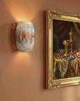 Hammered Copper Wall Sconce – White Patina Square Cutout Shade