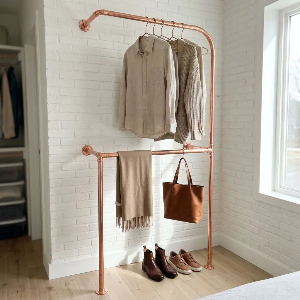 Aged Copper wall-mounted copper closet rod – Wall-Mounted Copper Closet Rod – Holder 3