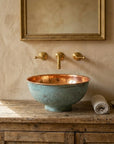 Handmade Oxidized Copper vessel sink Bathroom , Rustic Vessel Oxidized Copper Sink