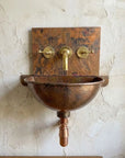 Hammered Copper Wall-Mounted Bathroom Sink with Backplate