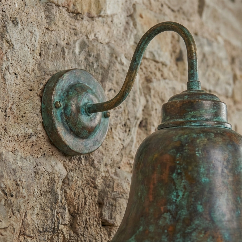 Verdigris Copper Gooseneck Wall Sconce – Rustic Outdoor Barn Light