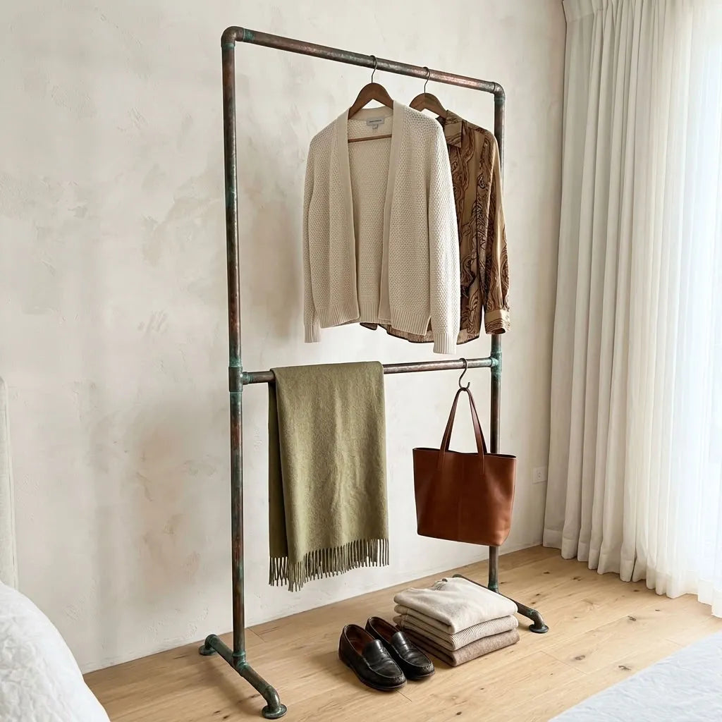 Oxidized Copper wall-mounted copper closet rod – Wall-Mounted Copper Closet Rod – Holder 5