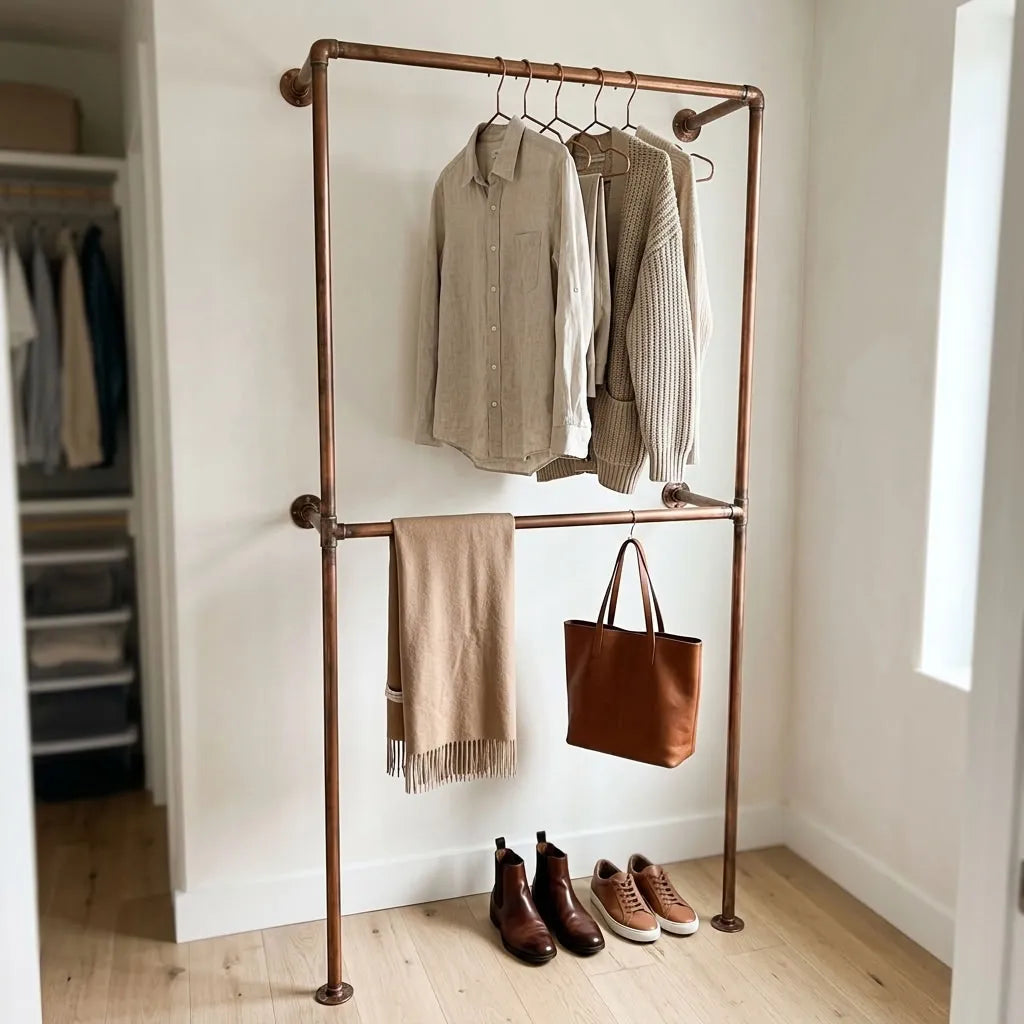 Shiny Copper wall-mounted copper closet rod – Wall-Mounted Copper Closet Rod – Holder 2